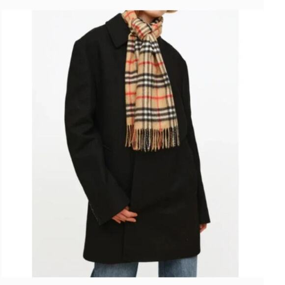 Burberry Scarf House Check Plaid Full Length Fringe Creamy‎ Stone 100% Lambswool - Picture 3 of 9